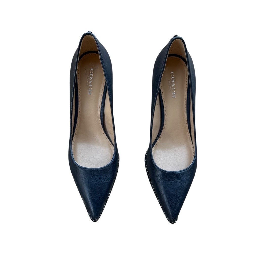 Coach Vonna Navy Blue Pointed Toe Pumps Size 6.5 - Picture 3 of 9